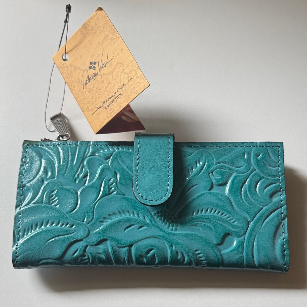 Patricia Nash Turquoise Embossed Leather Wallet